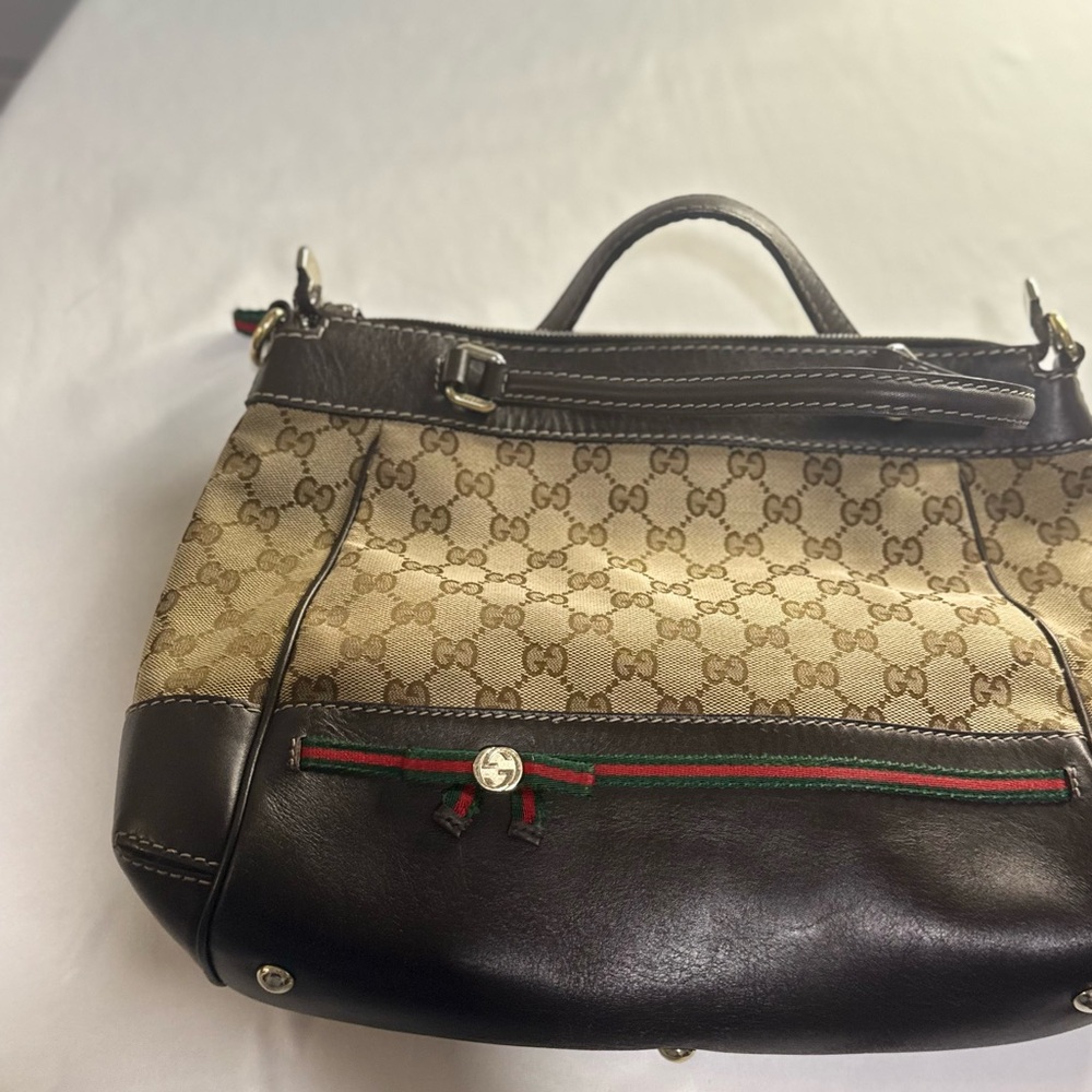 Gucci Beige and Brown Monogram Handbag